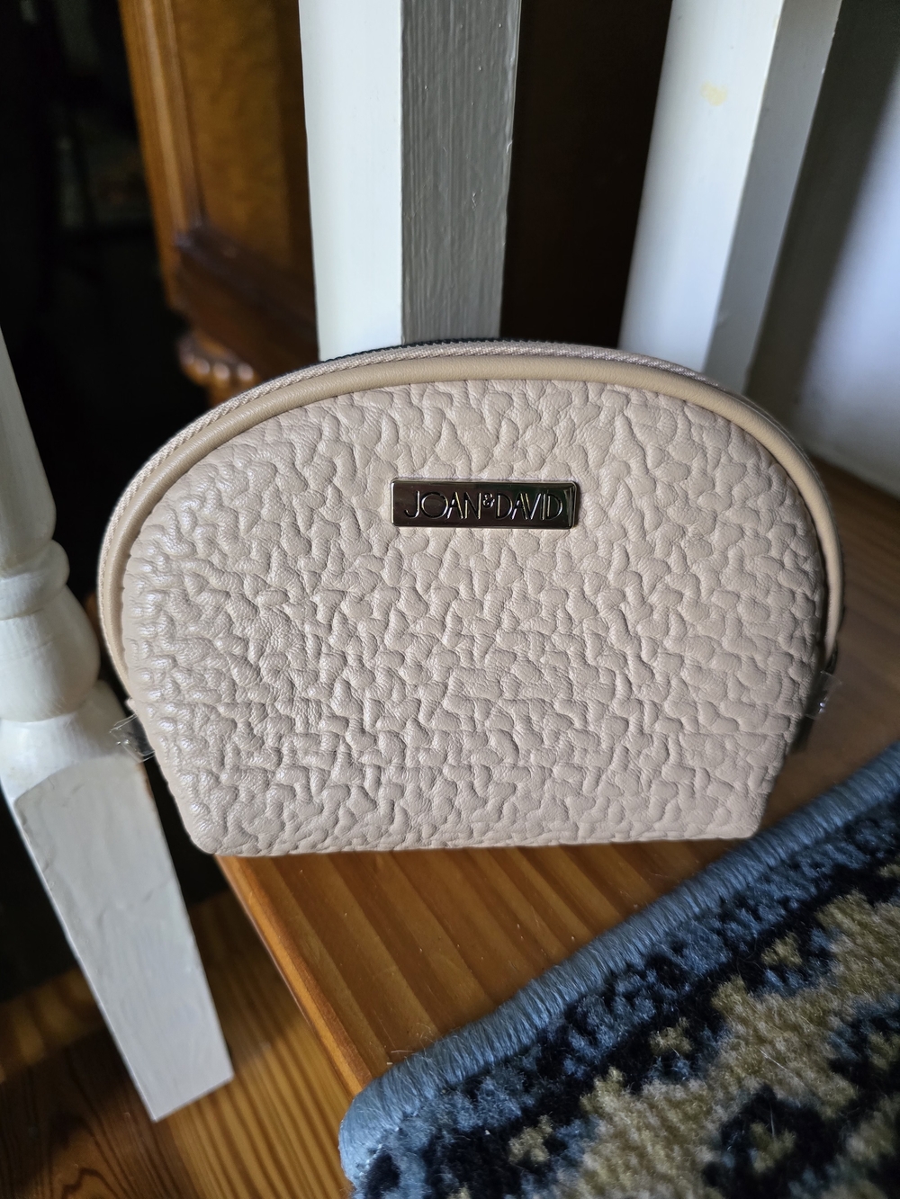 Joan & David Blush Pebbled Cosmetic Case